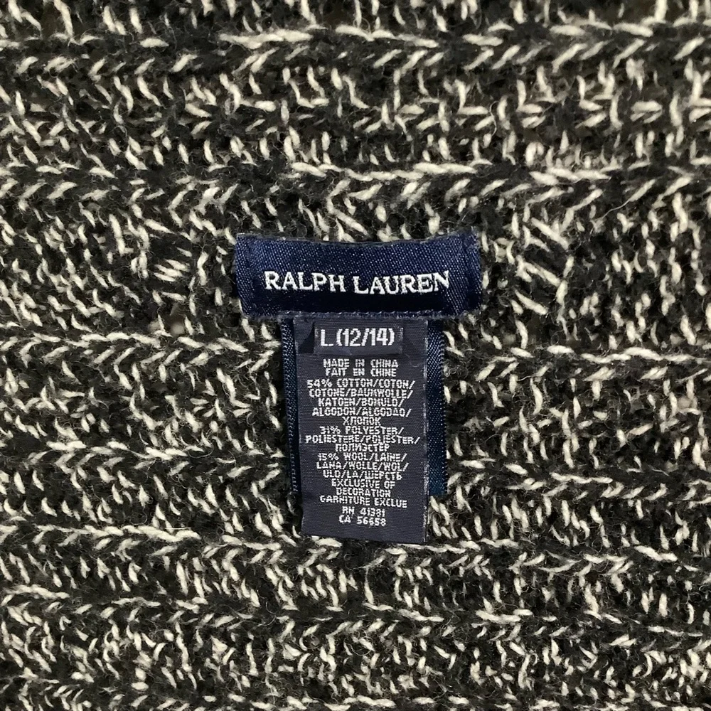 Ralph Lauren Big Girls Navy and White Knit Sweater